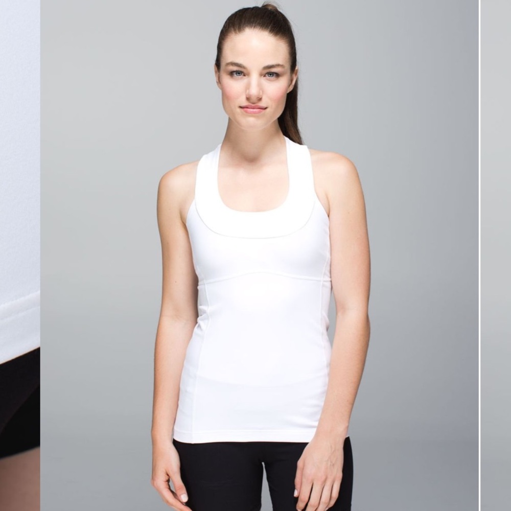 Lululemon White scoop neck tank- Throwback
